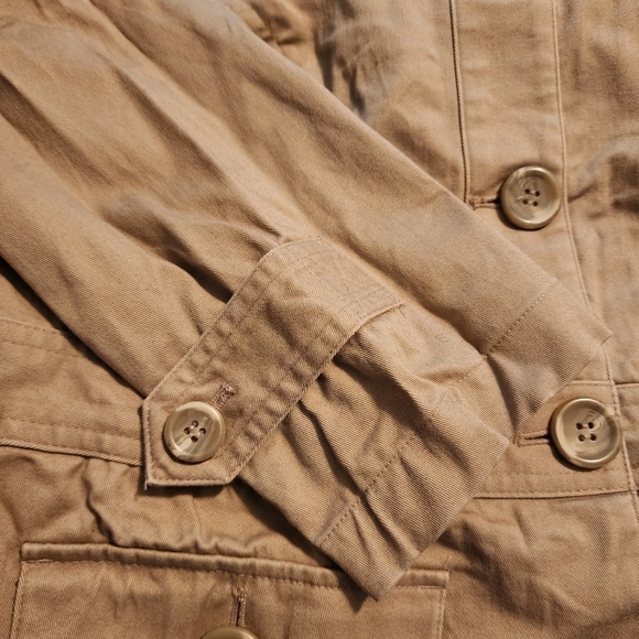Christopher & Banks Tan Khaki Jacket Women's Medium M Mock Neck Big Buttons EUC - Picture 4 of 8